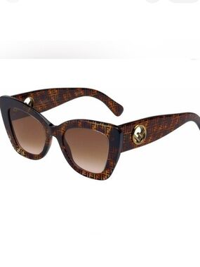 Fendi Tortoiseshell Brown Cat Eye Sunglasses with Gold Logo